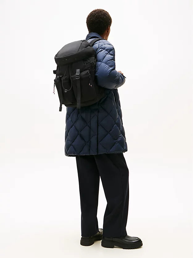 Textile Logo Travel Flap Backpack