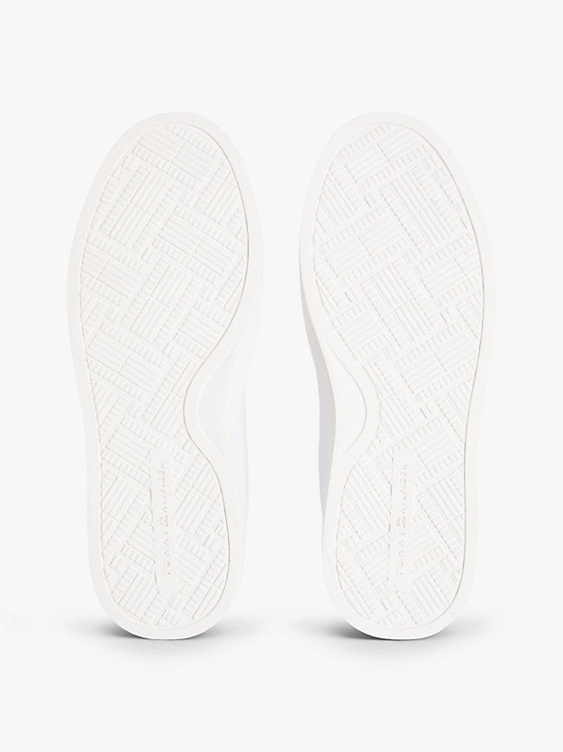 Leather Metallic Logo Cupsole Trainers
