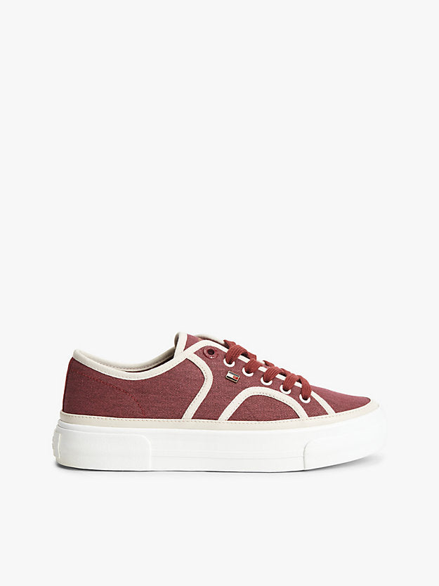 Contrast Piping Canvas Platform Trainers