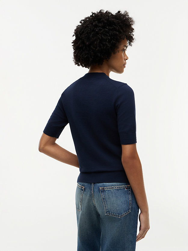 Fine Knit Jersey Short Sleeve Jumper