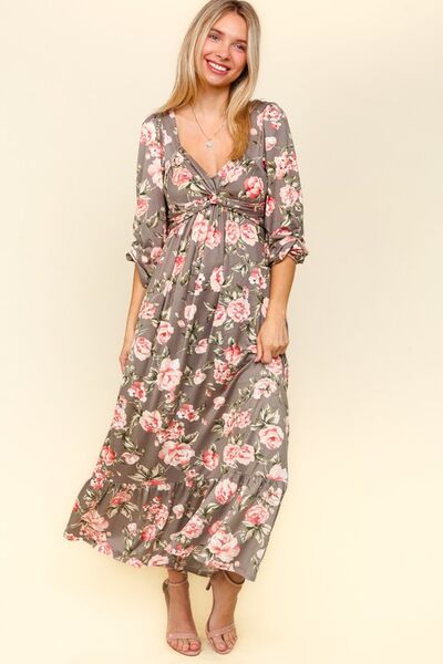 Robe florale Haptics à détails torsadés et ourlet à volants avec poches latérales