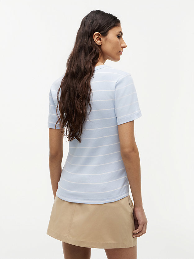 Flag Embroidery Slim V-Neck T-Shirt