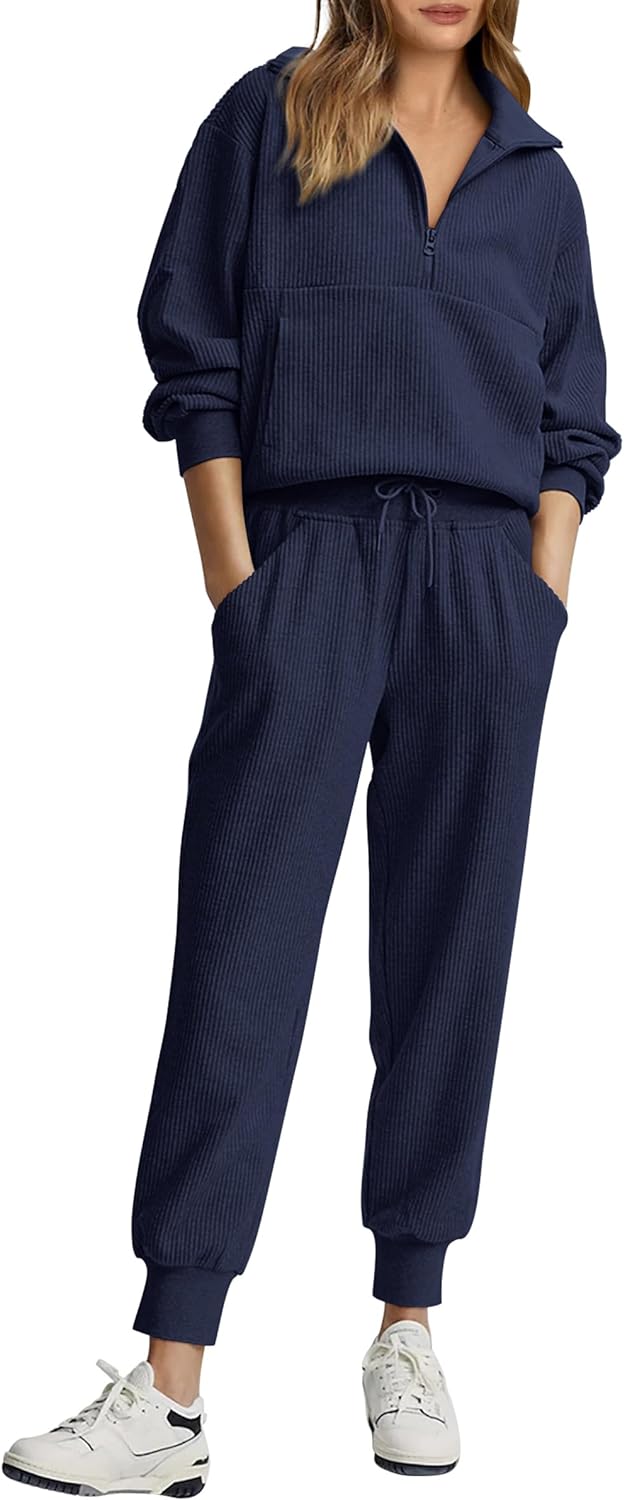 NOUVEAU 🔥 Ensemble décontracté deux pièces en coton pour femme : sweatshirt ample à cordon de serrage et pantalon de survêtement large