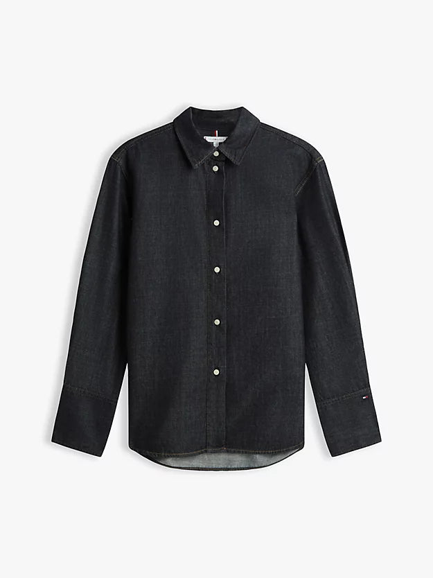 Relaxed Fit Flag Embroidery Denim Shirt
