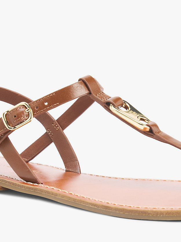 Leather Monogram Strap Sandals