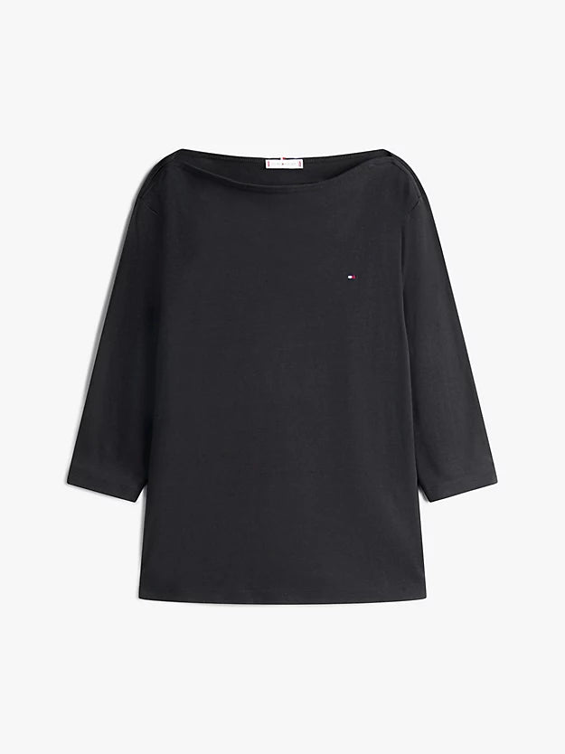Curve Boat Neck Three-Quarter Sleeve T-Shirt