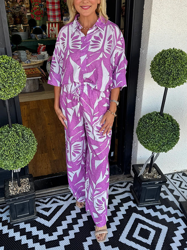 Nouveau🔥Ensemble deux pièces décontracté ample à fleurs pour femme