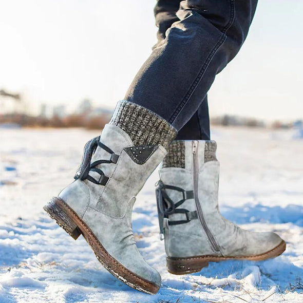 Bottes de Neige Chaudes à Lacets Arrière pour Femme