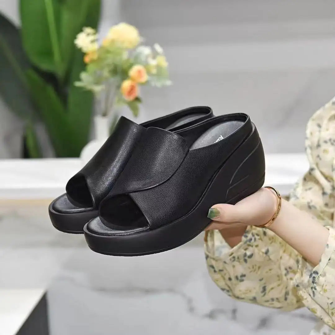 Chaussons à plateforme souples en cuir italien LetcloTM pour femme