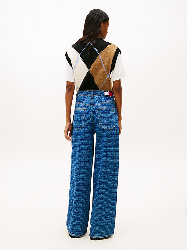 Spell-Out Mid Rise Loose Jeans