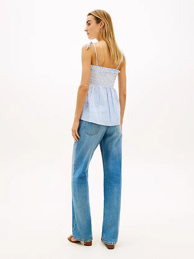 Seersucker Smock Spaghetti Strap Top