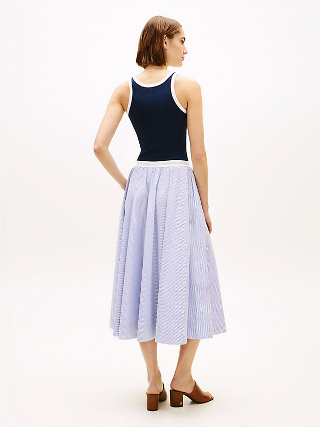 Logo Waistband Midi A-Line Skirt