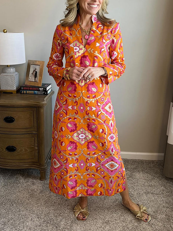 Nouvelle robe décolletée en V avec imprimé floral de printemps🔥