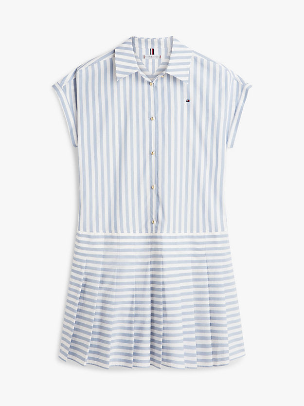 Gold-Tone Button Relaxed Mini Shirt Dress