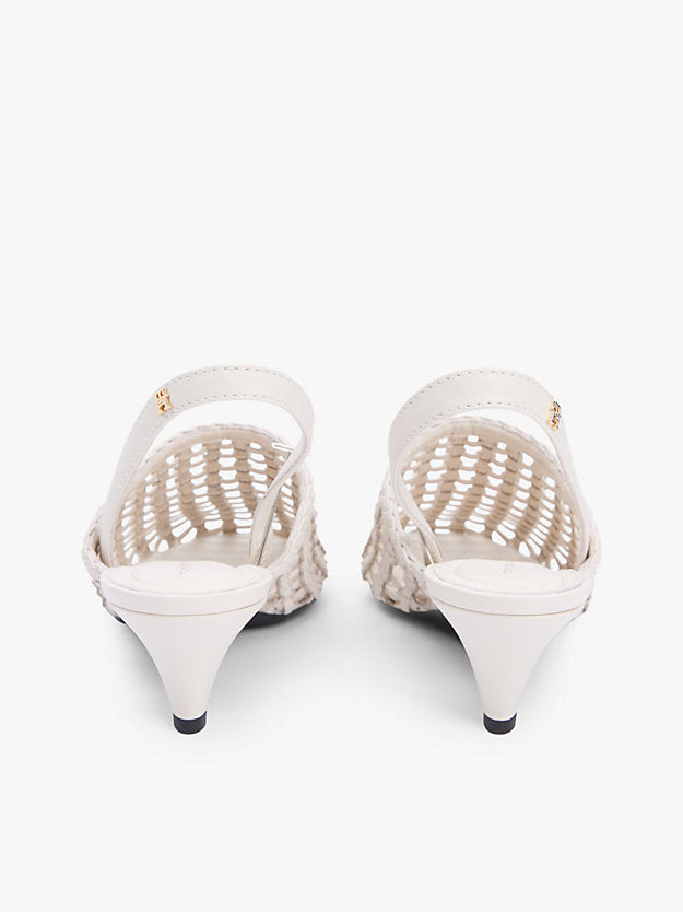 Woven Pointed Toe Slingback Heels