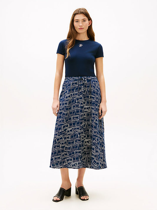 Pure Linen A-Line Midi Skirt