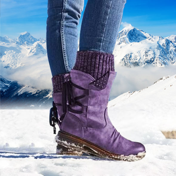 Bottes de Neige Chaudes à Lacets Arrière pour Femme