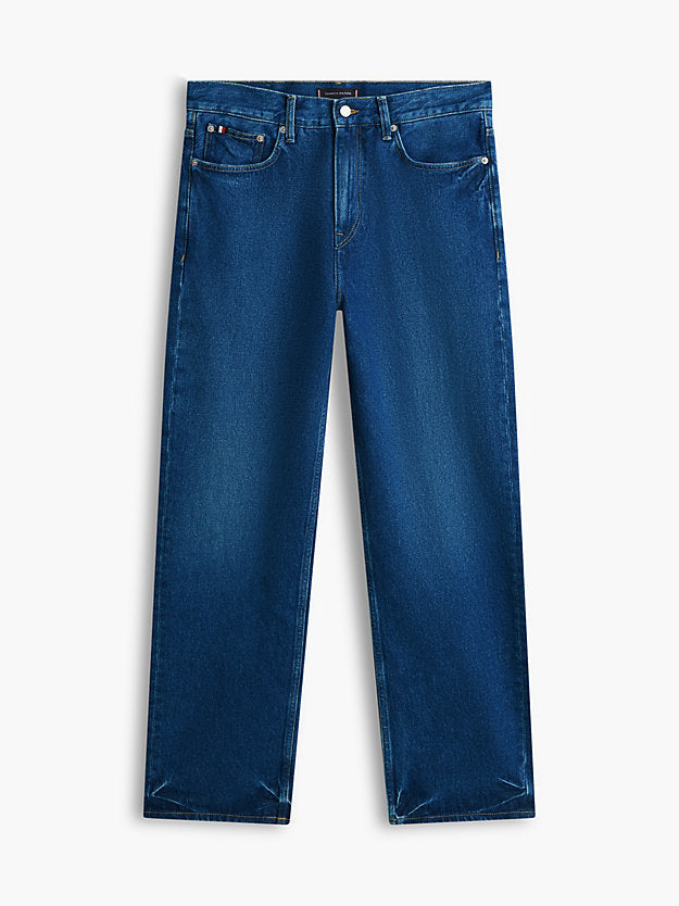 Flag Embroidery Relaxed Straight Leg Jeans