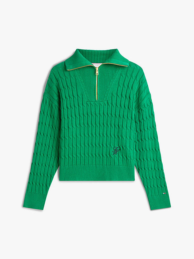 Relaxed Cable Knit Quarter-Zip Jumper