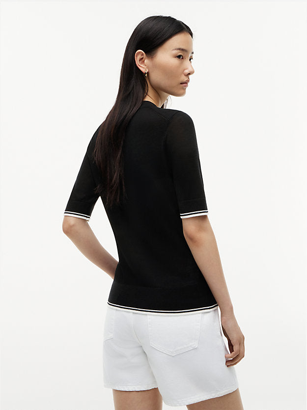 Tipped Short Sleeve Jumper WiSilk