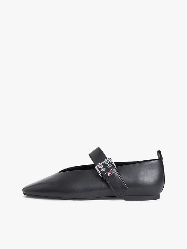 Leather Buckle Ballerinas