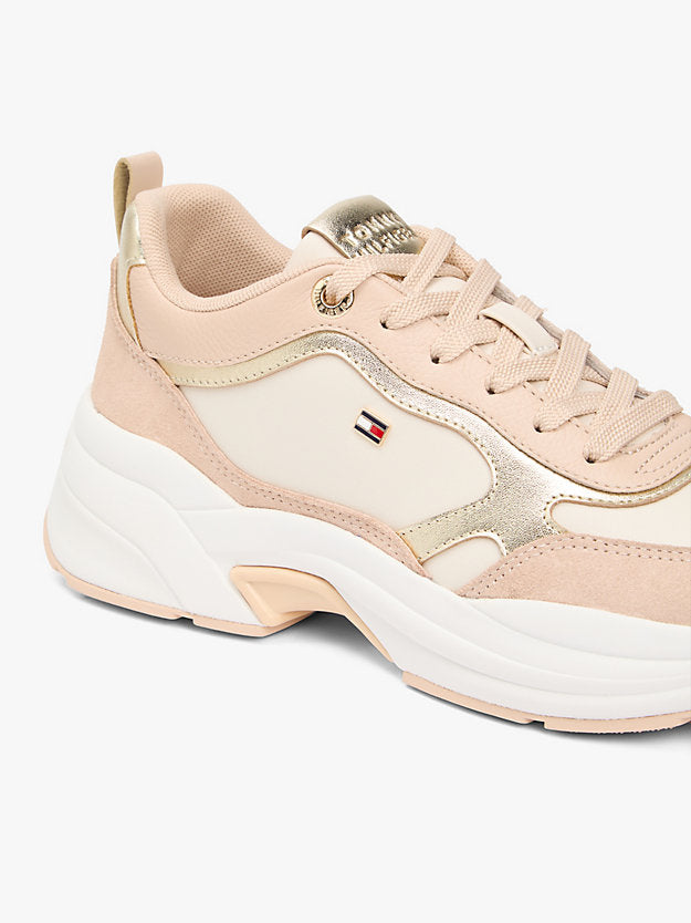 Metallic Leather Chunky Trainers
