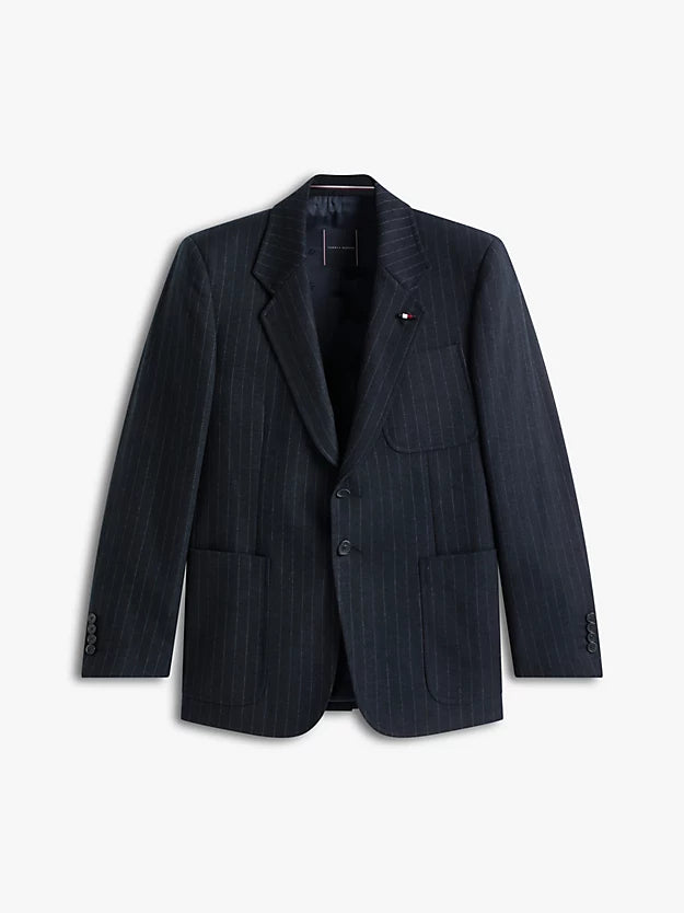 Pinstripe Wool Blend Regular Fit Blazer