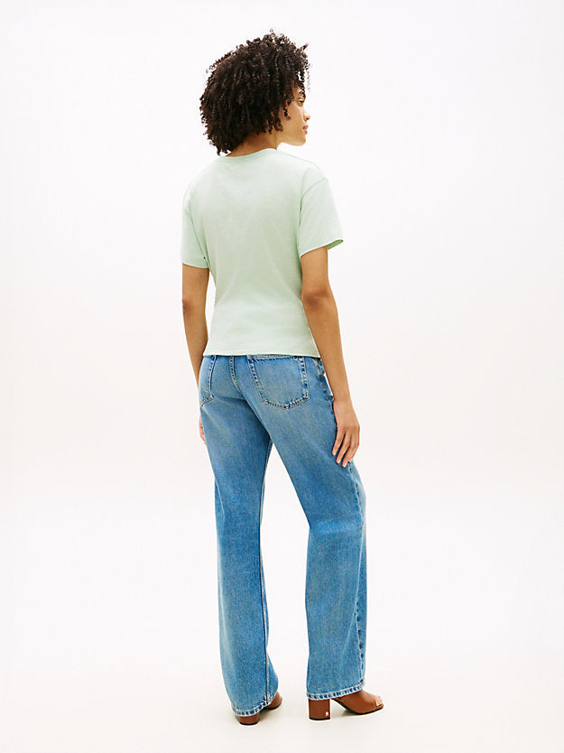 Self-Tie Textured Relaxed Crew Neck T-Shirt