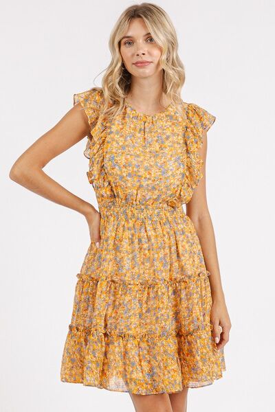 Mini-robe en mousseline de soie à volants et imprimé fleuri Mittoshop