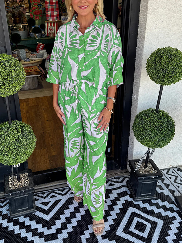 Nouveau🔥Ensemble deux pièces décontracté ample à fleurs pour femme
