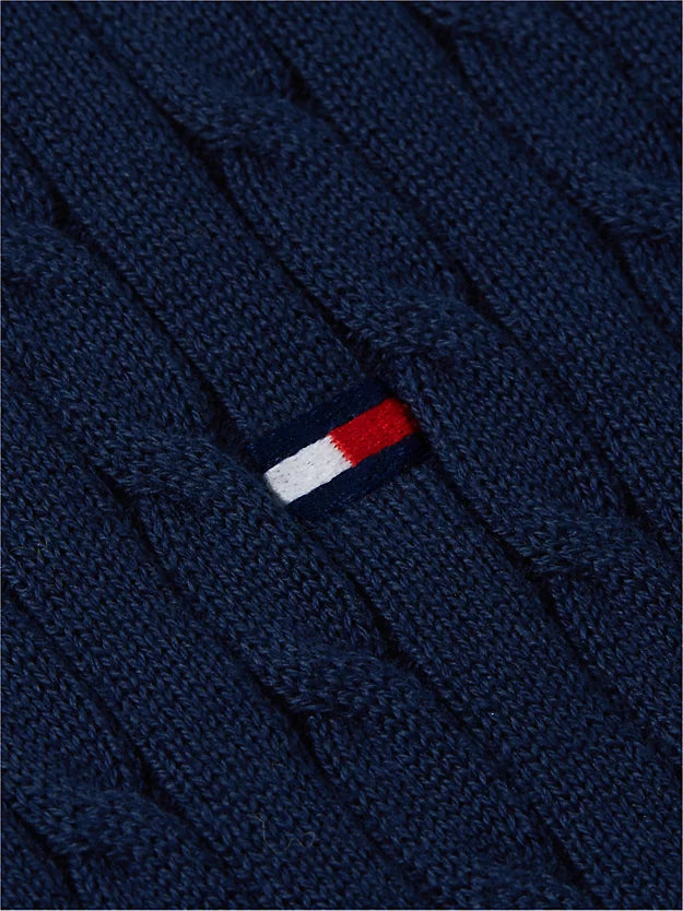 Cable Knit Short Sleeve Polo Jumper