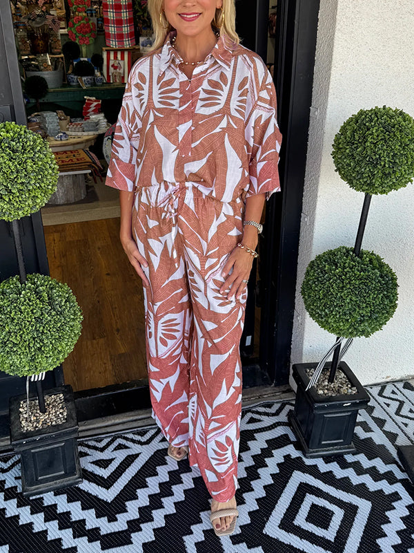 Nouveau🔥Ensemble deux pièces décontracté ample à fleurs pour femme