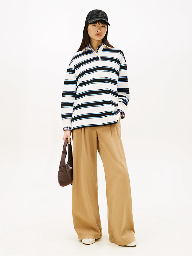 Pleated Twill Wide Leg Chinos