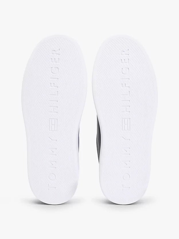 Leather Logo Embroidery Court Trainers
