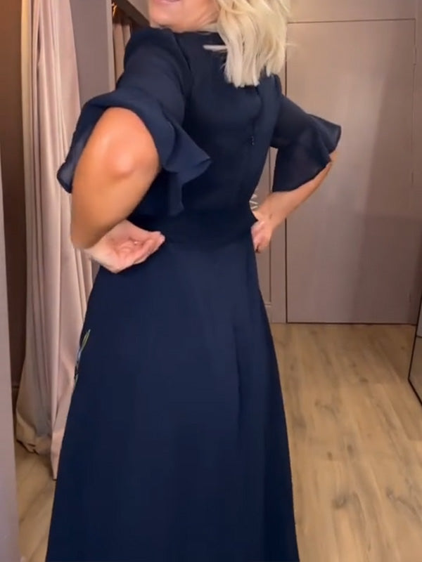 NOUVEAU🔥 Robe volantée col en V brodée florale - Sans taxes