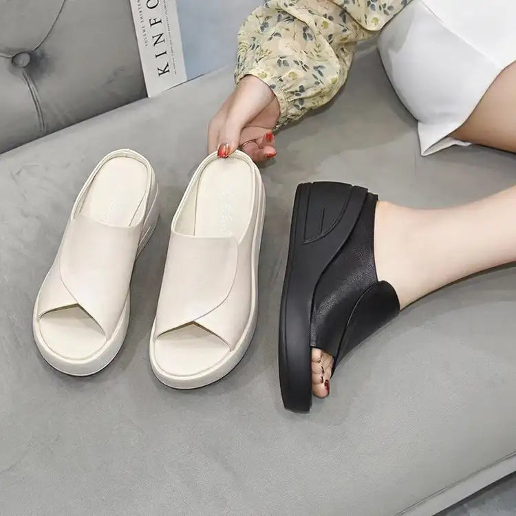 Chaussons à plateforme souples en cuir italien LetcloTM pour femme