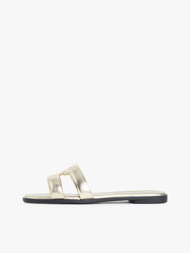 Metallic Leather Slip-On Mules