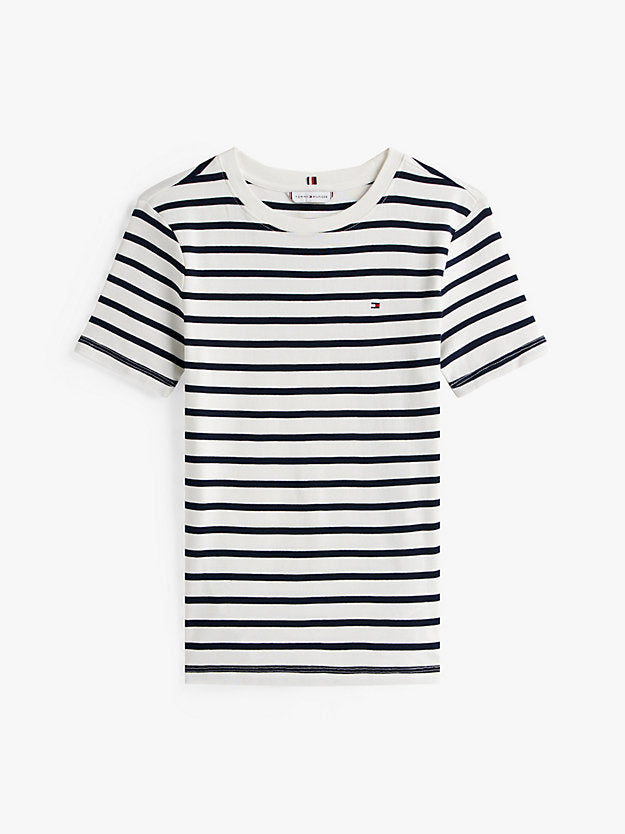 Flag Embroidery Slim Crew Neck T-Shirt