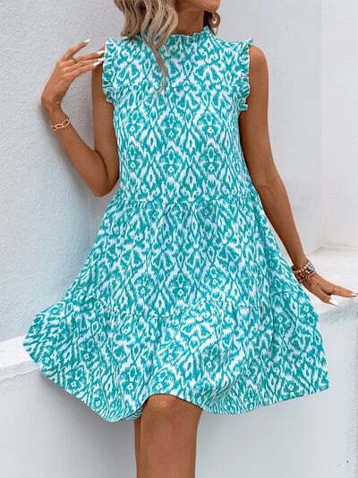 Mini-robe sans manches Perfee imprimée à volants