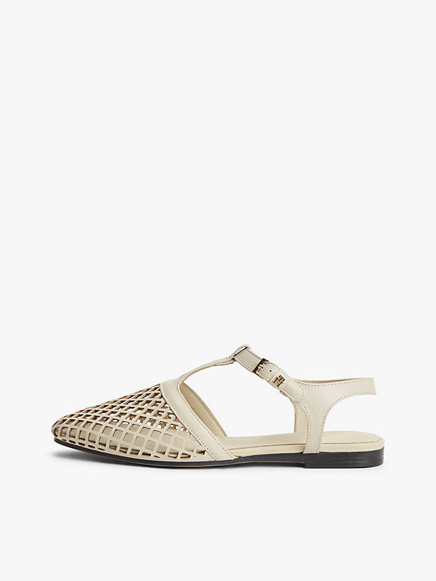 Cutout Leather T-Bar Buckle Sandals