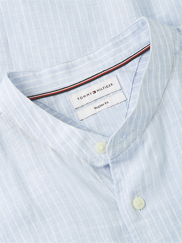 Regular Fit Washed Linen Pinstripe Shirt