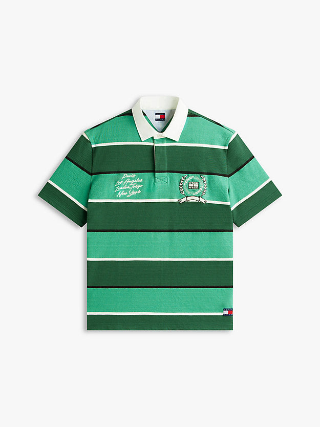 Relaxed Fit Rugby Stripe Embroidery Polo Shirt
