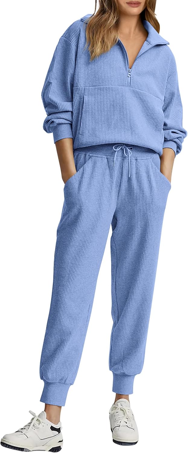 NOUVEAU 🔥 Ensemble décontracté deux pièces en coton pour femme : sweatshirt ample à cordon de serrage et pantalon de survêtement large