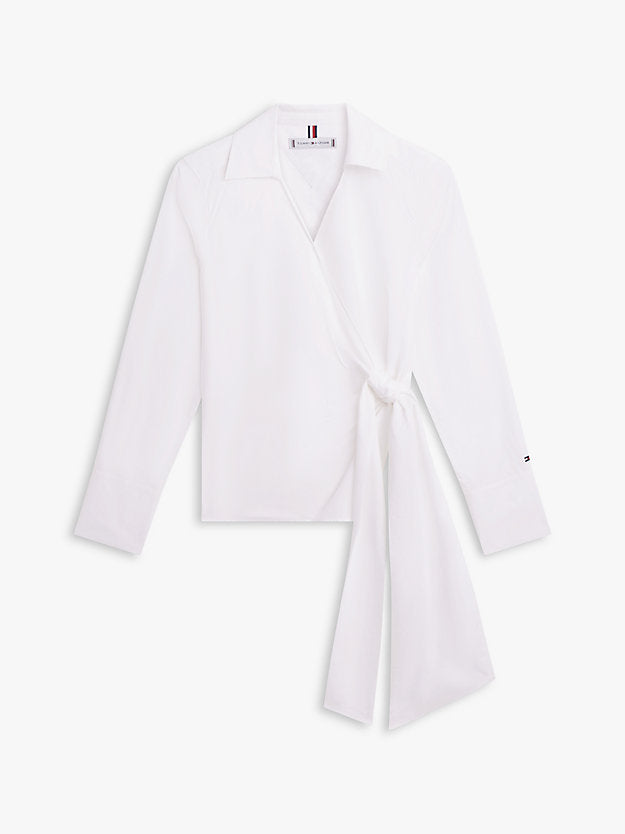 Slim Fit Wrap Knot Poplin Shirt