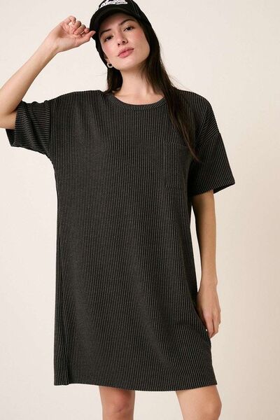 Robe T-shirt Courte en Maille Côtelée Urban Mittoshop