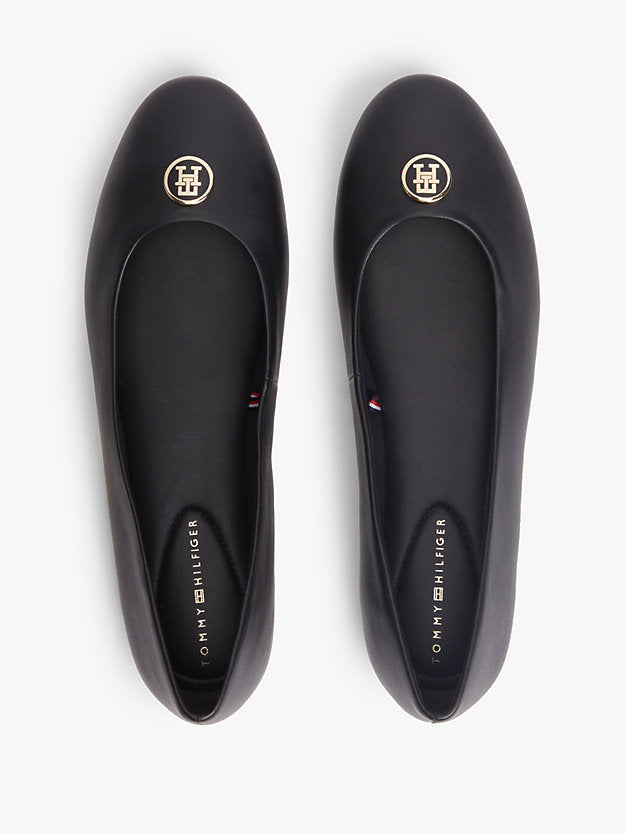 Monogram Plaque Leather Ballerinas