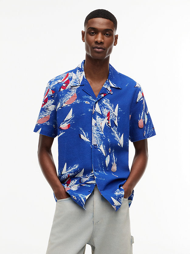 Regular Linen Blend Short Sleeve Shirt