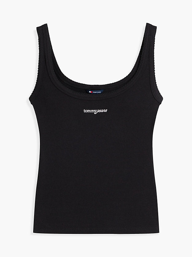 Logo Embroidery Slim Ribbed Tank Top
