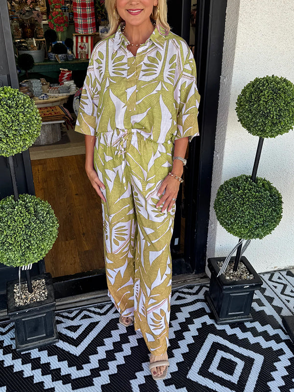 Nouveau🔥Ensemble deux pièces décontracté ample à fleurs pour femme
