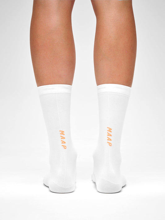 Team Sock - Long - WHITE/FADED FLUORO ORANGE
